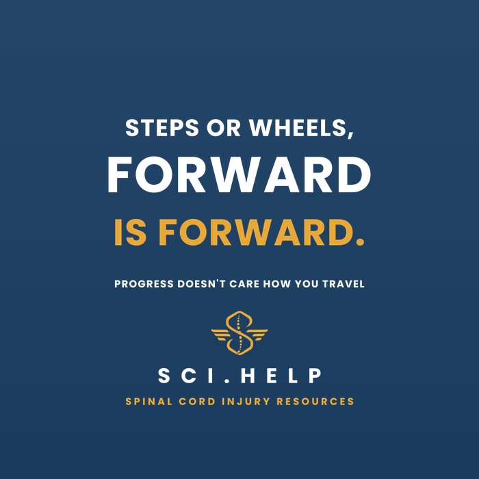 Navy shirt design reading STEPS OR WHEELS, FORWARD IS FORWARD