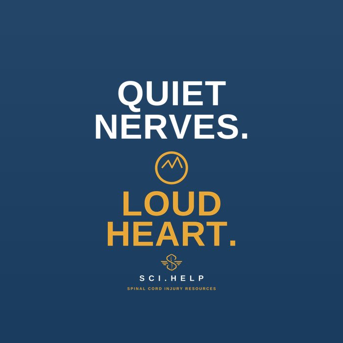 Navy shirt design reading QUIET NERVES, LOUD HEART