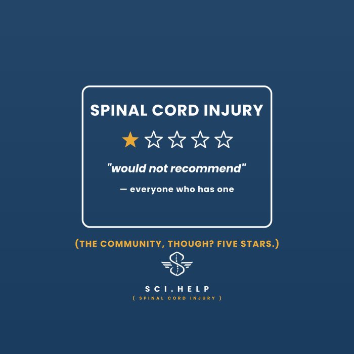 Navy shirt design styled as a one-star review of spinal cord injury: would not recommend