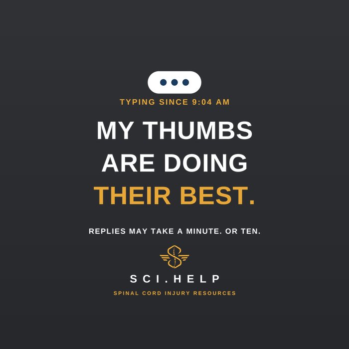 Black shirt design reading MY THUMBS ARE DOING THEIR BEST with a typing indicator bubble